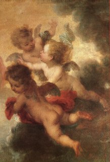 The Two Trinities, detail of angels, The National Gallery, London / Bartolome Esteban Murillo (1618-1682)